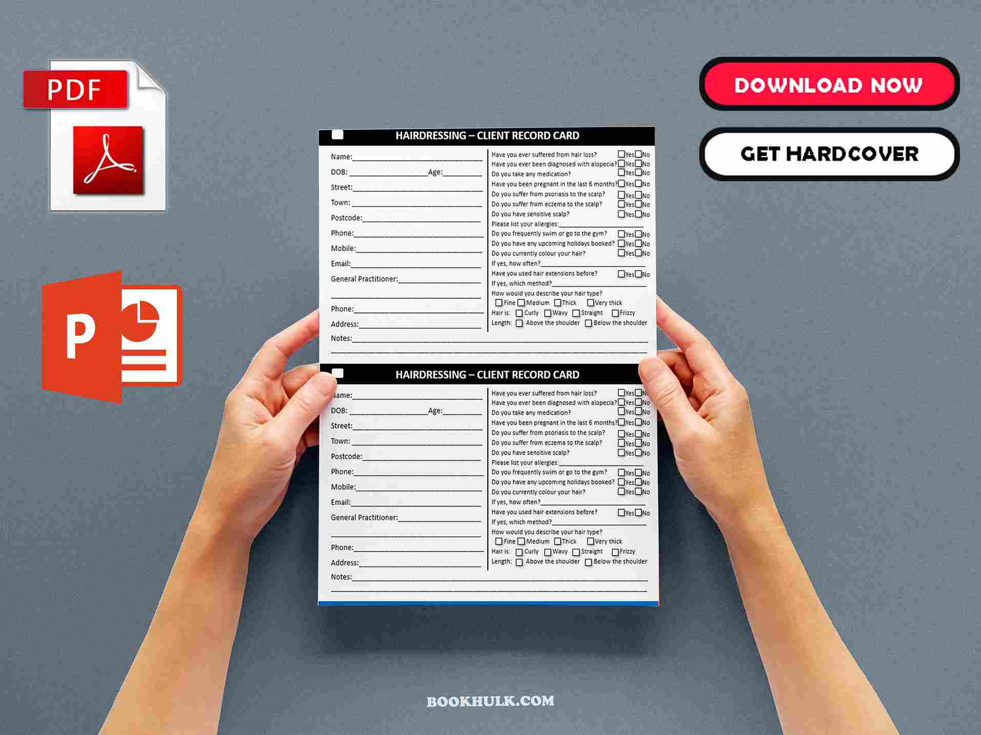  Hairdressing Client Record Cards 